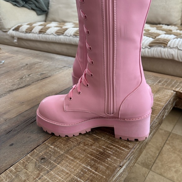 Sugar Thrillz Pink Knee High Combat Boots - Never Worn - Picture 5 of 10